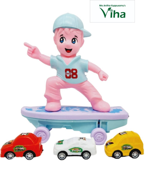 Scatting Toy with Racing Car and figurine on a skateboard