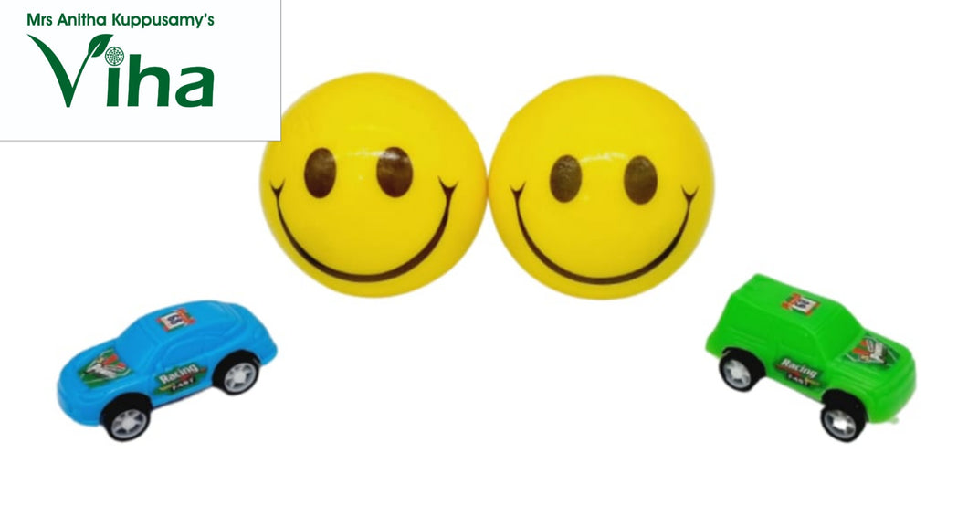 Smiley ball with Racing Car