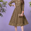 Kurti Stitched, with three-quarter sleeves and a floral printed border
