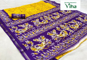 Batik Printed Silk Saree with Blouse