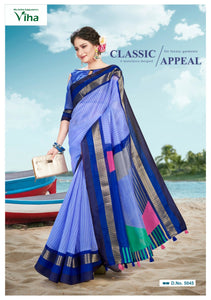 Fancy cotton silk saree with grand pallu & with blouse (inclusive of all taxes)