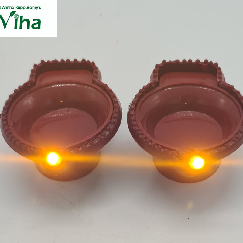 Battery agal lamps, pair of red moulded lamps lit by amber LEDs