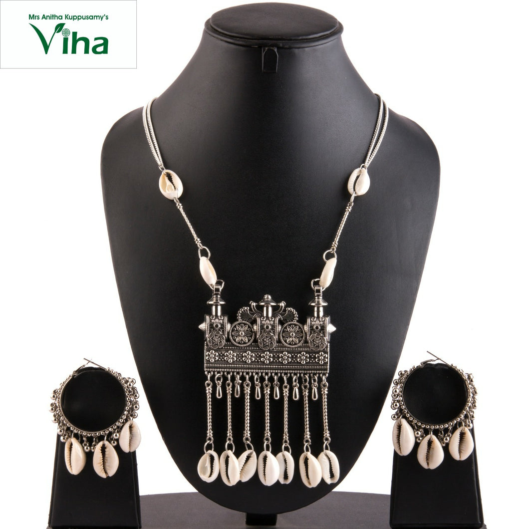 German Silver Neck Set With Choli