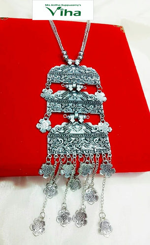 German Silver Golden Colour Long Chain with Pendant