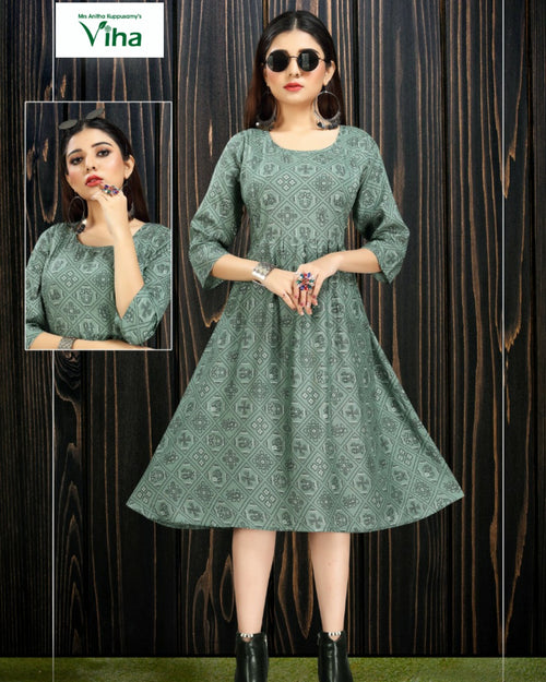 Feeding Kurti Full Stitched with geometric pattern and round neckline