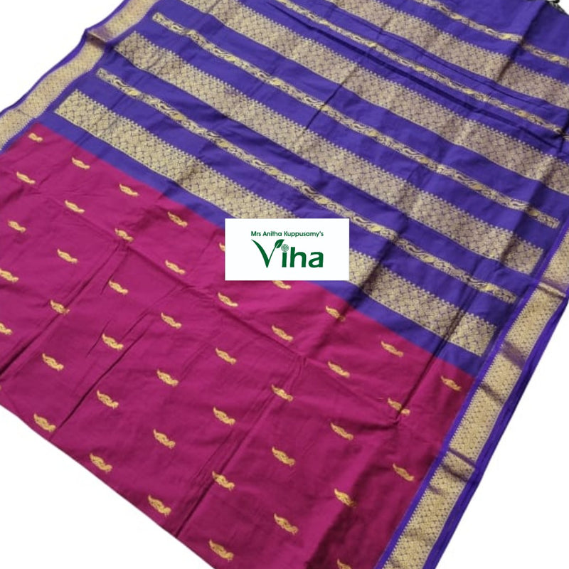Kalyani Cotton Silk Saree with Blouse, brocade and fringed edge