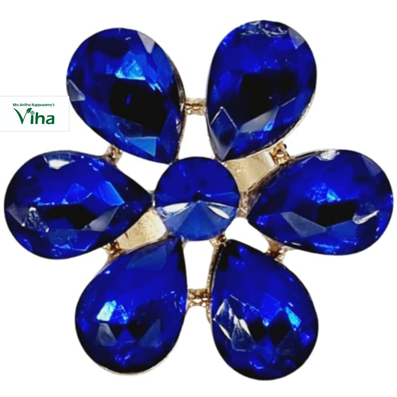 Fancy Designer Stone Ring with blue teardrop stones and central round stone