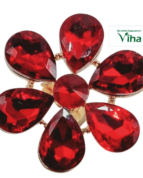 Fancy Designer Stone Ring with red teardrop stones and central red stone