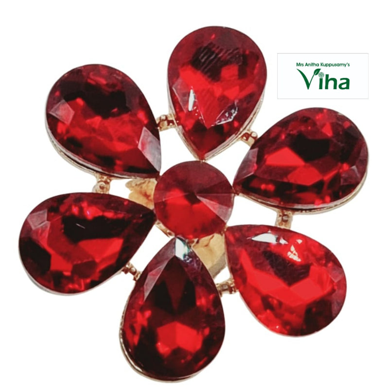 Fancy Designer Stone Ring with red teardrop stones and central red stone