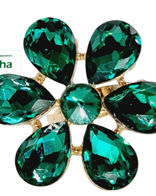 Fancy Designer Stone Ring with green teardrop stones and central round stone