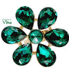 Fancy Designer Stone Ring with green teardrop stones and central round stone
