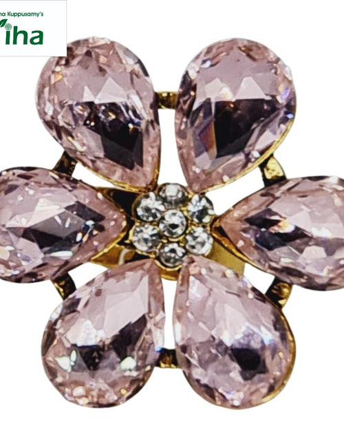 Fancy Designer Stone Ring with pink teardrop stones and central crystal cluster