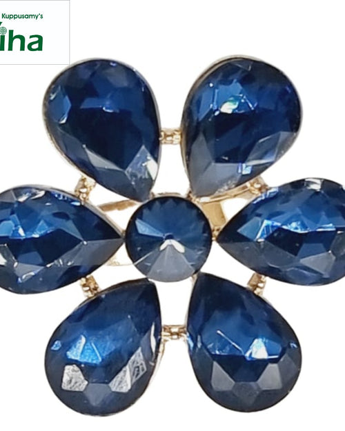 Fancy Designer Stone Ring with blue teardrop stones and central round stone