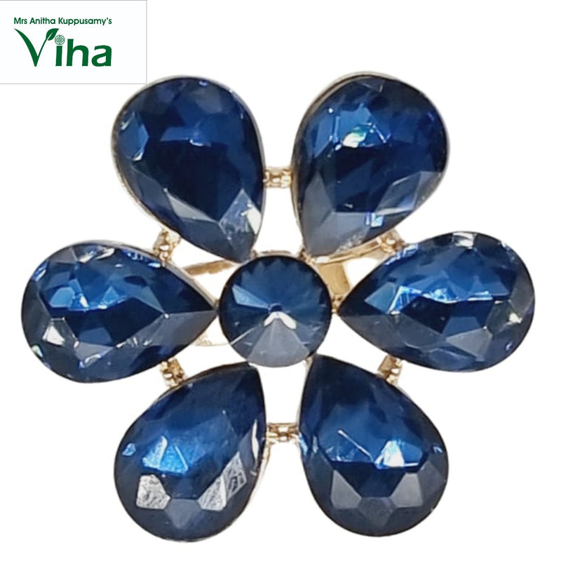 Fancy Designer Stone Ring with blue teardrop stones and central round stone