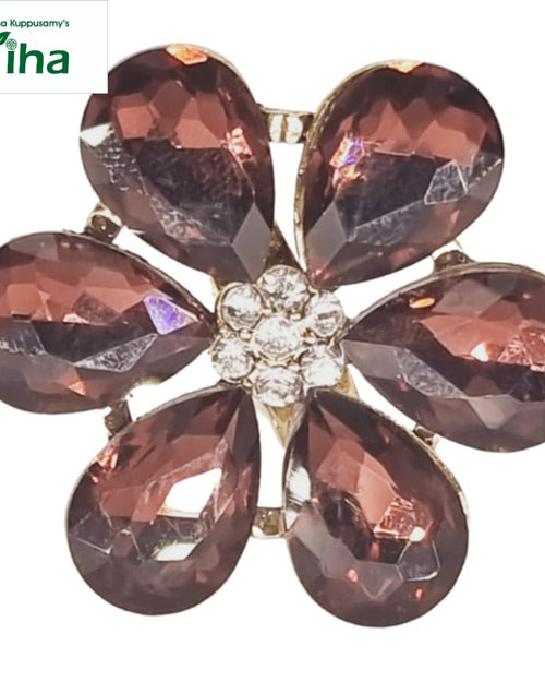 Fancy Designer Stone Ring with brown teardrop stones and central crystal cluster