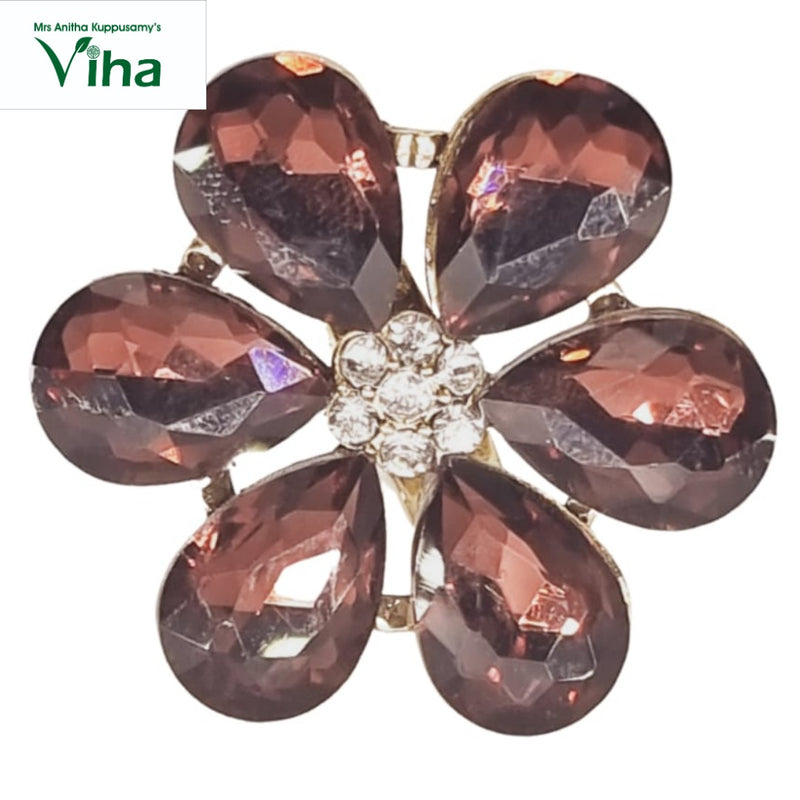 Fancy Designer Stone Ring with brown teardrop stones and central crystal cluster