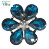 Fancy Designer Stone Ring with blue petals and central crystal cluster
