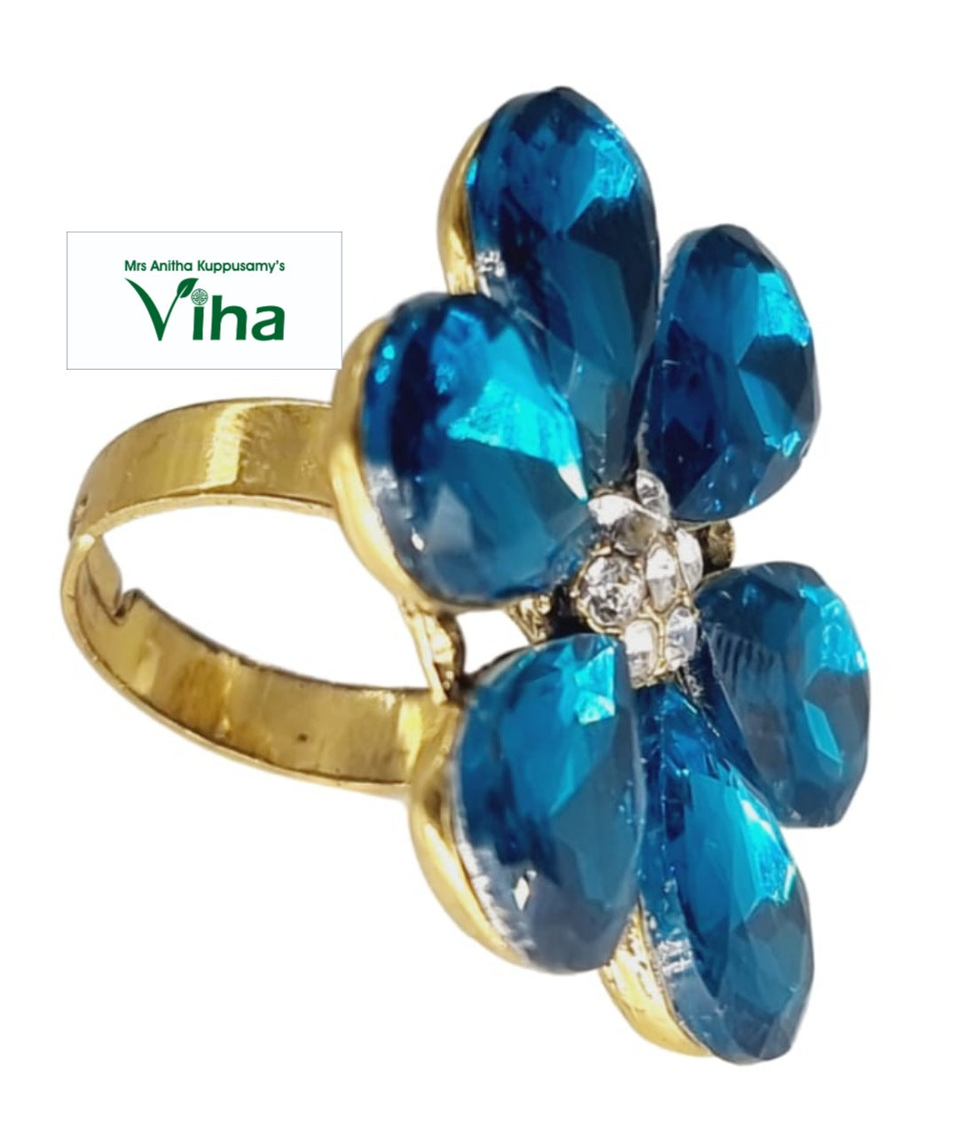 Buy quality 916 Gold Fancy Blue Stone Ring PJ-R019 in Ahmedabad