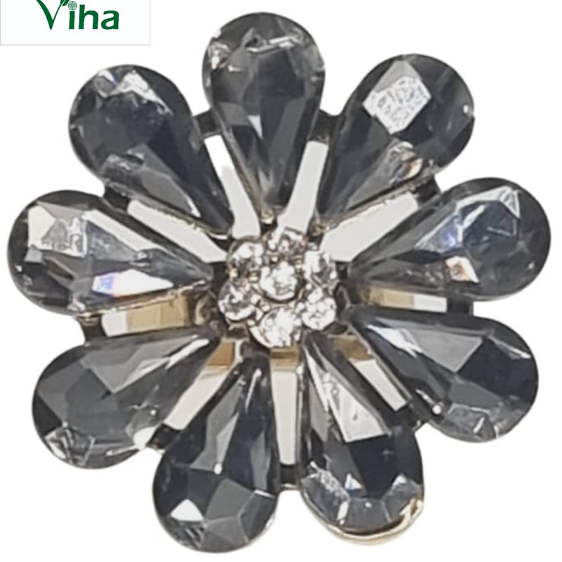 Fancy Designer Stone Ring with clear pear-shaped petals and central crystal cluster