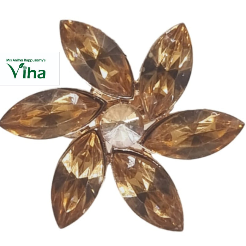 Fancy Designer Stone Ring with petal-shaped stones and central circular stone