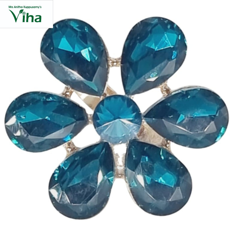 Fancy Designer Stone Ring with blue teardrop stones and central circular stone