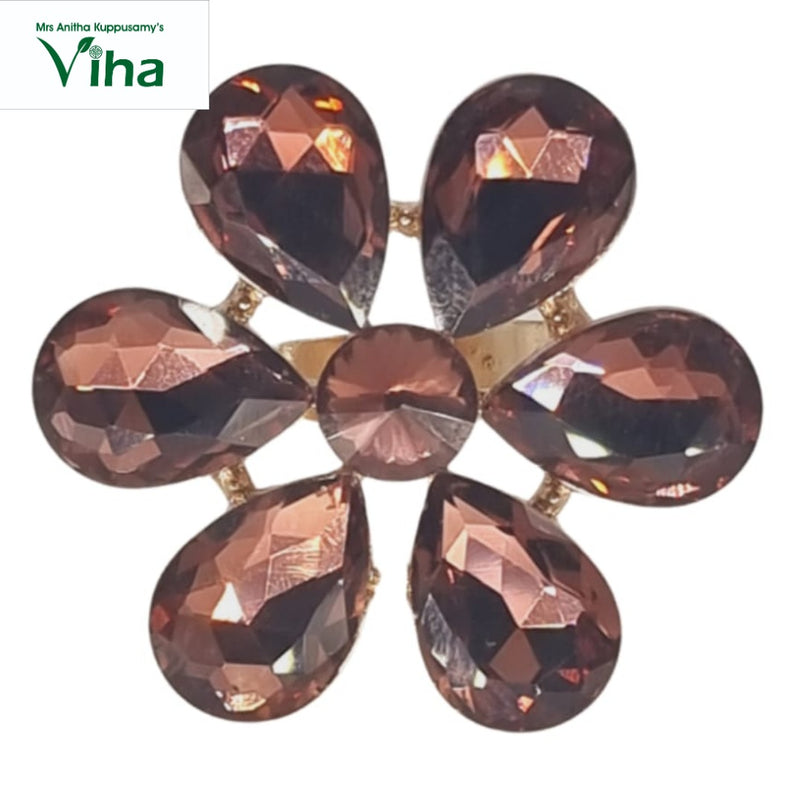 Fancy Designer Stone Ring with brown teardrop stones and central round stone