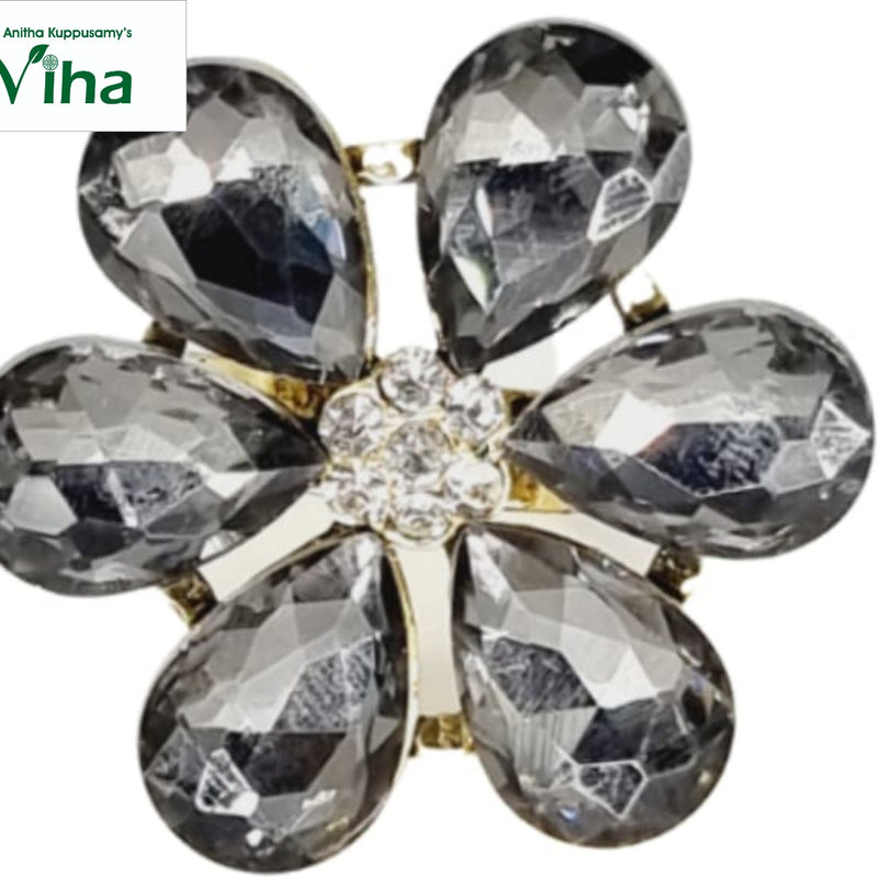 Fancy Designer Stone Ring with grey teardrop stones and central stone cluster