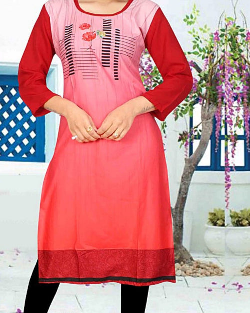 American Crepe Soft Kurti XL with long sleeves and crew neckline