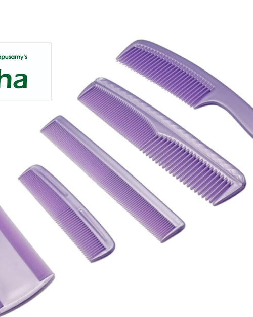 Comb Combo Set of five purple combs in different sizes and tooth spacing