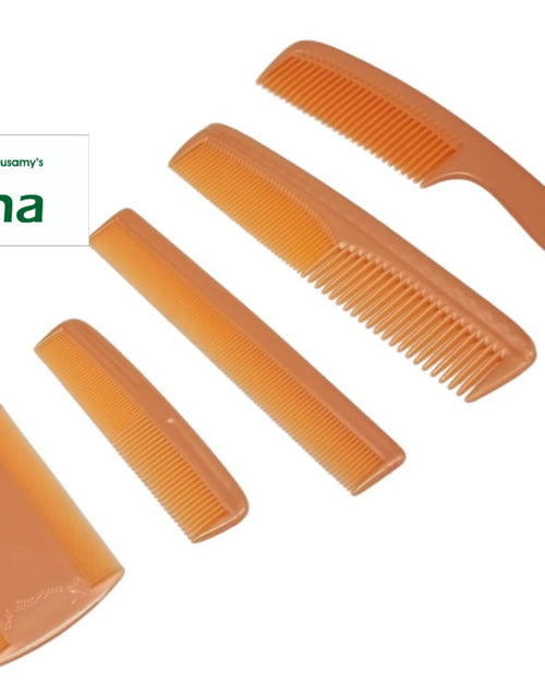 Comb Combo Set, five orange combs of varying lengths arranged diagonally on a white background