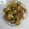 Sukkangai Fryums in a glass bowl with dried fruit pods