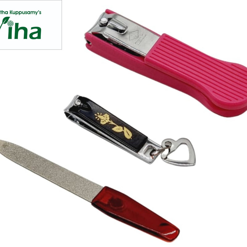 Nail Cutters For Elders & For Children with Nail Filer, three grooming tools including two clippers and one file