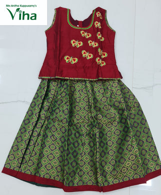 Ready Made Apoorva Silk Pavadai set with sleeves for 4 year children (inclusive of all taxes)