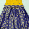 Ready Made Apoorva Silk Pavadai set with sleeves for 7 year children, a yellow-and-blue dress with patterned pleated skirt