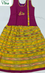 Ready Made Cotton  Pavadai set with sleeves for 7 year children (inclusive of all taxes)