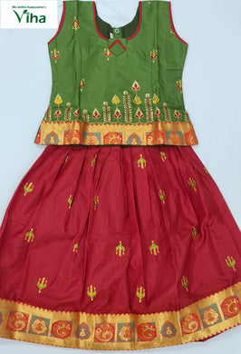 Ready Made Cotton Silk Pavadai set with sleeves for 2-3 year children (inclusive of all taxes)