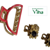 Premium Quality Hair Clips, red with interlocking teeth