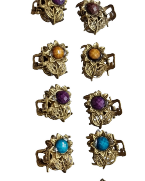 Multi Colour Hair Clips, flower and leaf design