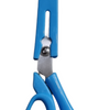 Stainless Steel Multi Purpose Scissors, a pair of scissors with glossy bright blue handles and a matching blue cover over the blades