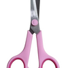 Stainless Scissors with light pink plastic handles with dark pink inner rings