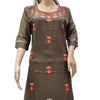 Rayon Kurti with Embroidery work XXL, brown, scoop neckline and three-quarter sleeves