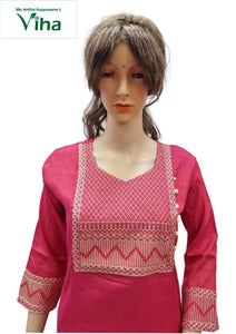 Cotton Silk Kurti with beautiful thread work XL