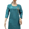 Rayon Kurti with Embroidery work XXL, teal, scoop neckline and three-quarter length sleeves