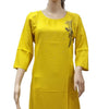 Rayon Kurti with Embroidery work XXL, a yellow long-sleeved tunic featuring small scattered dots and an embroidered dark branch motif on the chest