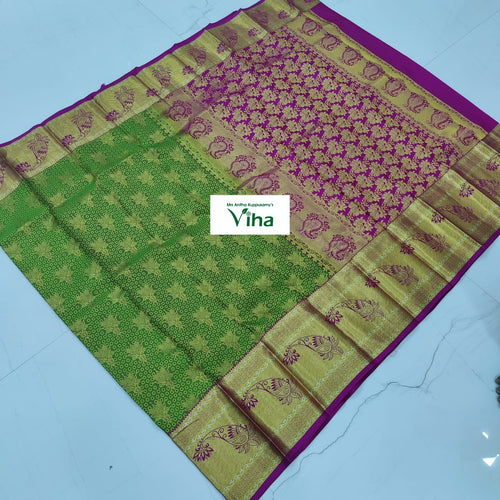 Violet And Yellow Printed Bhagyasri Handloom Silk Saree, 6.3 m at Rs 5250  in Dindigul