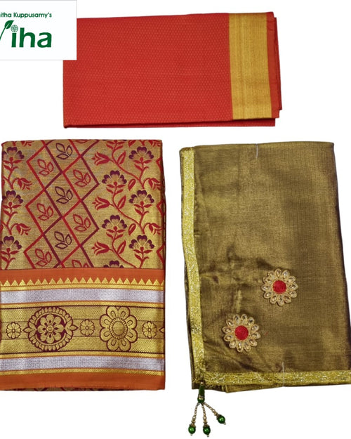 Apoorva Silk Half Saree Set with diamond and floral patterns