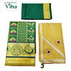Apoorva Silk Half Saree Set with floral patterns and embroidered medallions