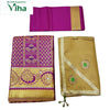 Apoorva Silk Half Saree Set with small patterned motifs and large floral motifs