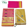 Apoorva Silk Half Saree Set with floral designs and hanging beads ornament