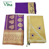 Apoorva Silk Half Saree Set with purple and gold-toned floral and paisley patterns
